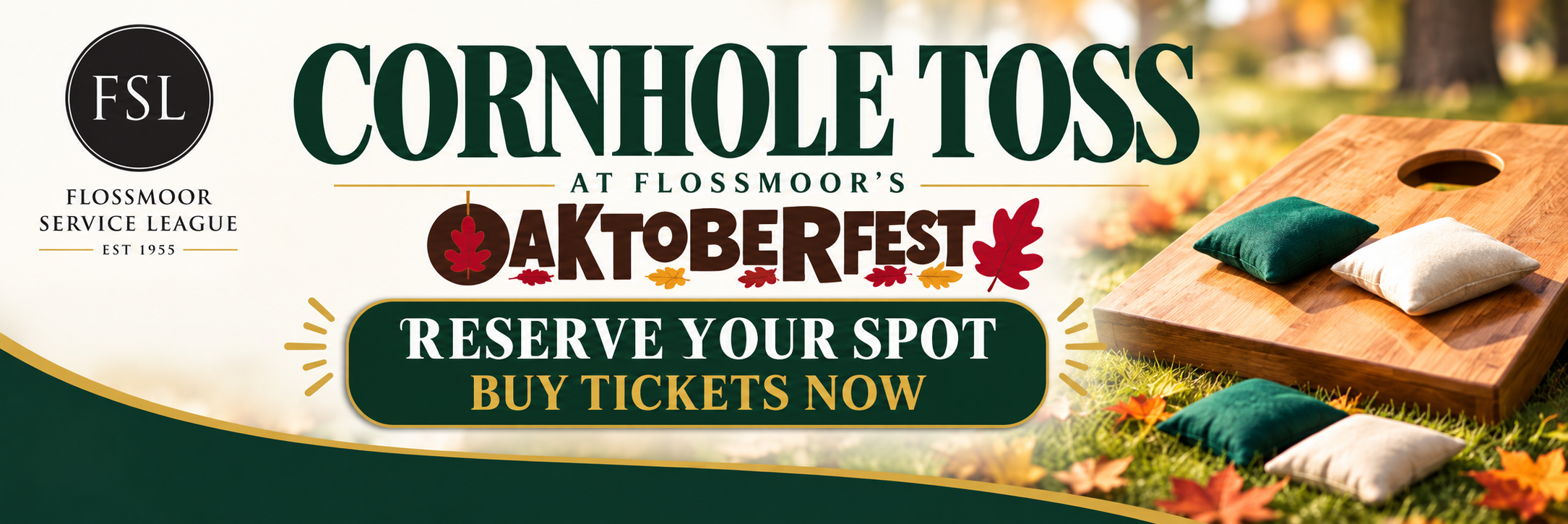 Cornhole Toss at Flossmoor's Oaktoberfest, hosted by Flossmoor Service League